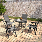 Runder Outdoor Esstisch aus Metall mit Sonnenschirmloch