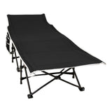 190 cm langes klappbares Feldbett für Camping und Mittagspause mit blauer Matratze