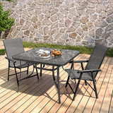 Quadratischer Outdoor Esstisch aus Metall mit Sonnenschirmloch