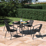 Runder Outdoor Esstisch aus Metall mit Sonnenschirmloch
