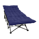 190 cm langes klappbares Feldbett für Camping und Mittagspause mit blauer Matratze