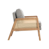 Leinengepolsterter Rattansessel mit Sitzkissen