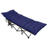 190 cm langes klappbares Feldbett für Camping und Mittagspause mit blauer Matratze
