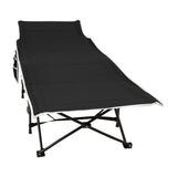 190 cm langes klappbares Feldbett für Camping und Mittagspause mit blauer Matratze