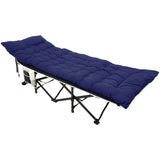 190 cm langes klappbares Feldbett für Camping und Mittagspause mit blauer Matratze