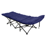 190 cm langes klappbares Feldbett für Camping und Mittagspause mit blauer Matratze