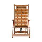 Bamboo Foldable Recliner Lounge Chair with Retractable Footrest Sun Loungers Living and Home 