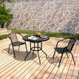 Runder Outdoor Esstisch aus Metall mit Sonnenschirmloch