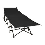 190 cm langes klappbares Feldbett für Camping und Mittagspause mit blauer Matratze