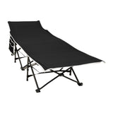 190 cm langes klappbares Feldbett für Camping und Mittagspause mit blauer Matratze