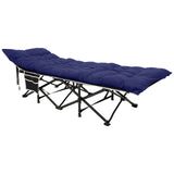 190 cm langes klappbares Feldbett für Camping und Mittagspause mit blauer Matratze