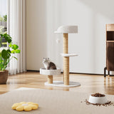 4-stöckiger Kratzbaum für Katzen mit Liegeflächen und Spielball
