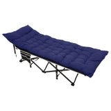 190 cm langes klappbares Feldbett für Camping und Mittagspause mit blauer Matratze