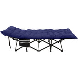 190 cm langes klappbares Feldbett für Camping und Mittagspause mit blauer Matratze